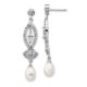 Sterling Silver Cheryl M Rhod-pl CZ & FWC Pearl Post Dangle Earrings