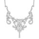 Sterling Silver Cheryl M Rhod-pltd CZ Fancy Scroll w/ 2in ext Necklace