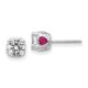 Sterling Silver Cheryl M Rhod-pl Cr. Ruby & CZ Heart Side Stud Earrings