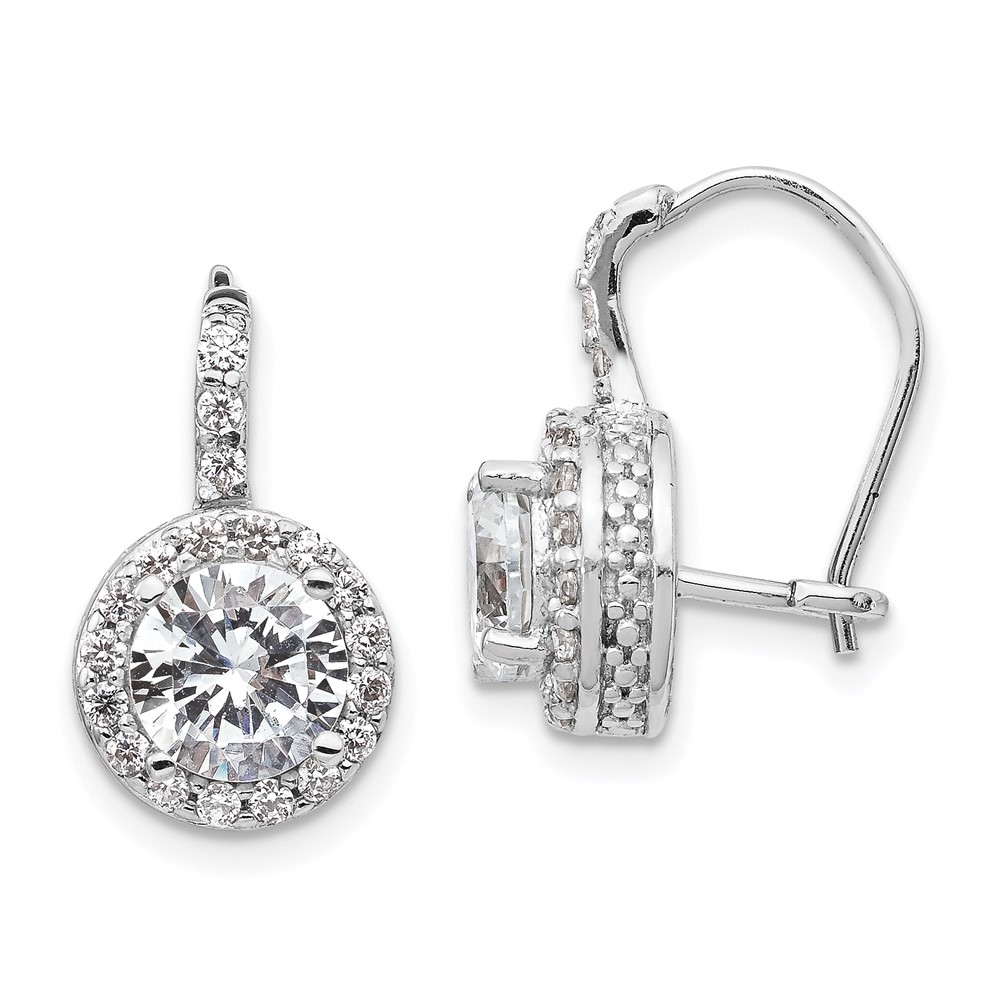 Sterling Silver Cheryl M Rhodium-plated CZ Kidney Wire Earrings