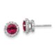 Sterling Silver Cheryl M Rhodium-plated CZ & Cr. Ruby Stud Earrings