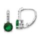 Sterling Silver Cheryl M Rhod-pl Green Glass & CZ Leverback Earrings
