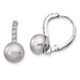 Sterling Silver Cheryl M Rh-pltd CZ FWC Grey Pearl Leverback Earrings