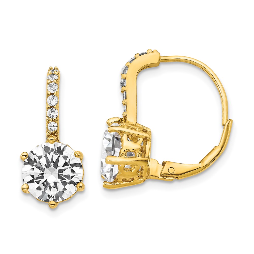 Sterling Silver Cheryl M Gold-plated CZ Leverback Earrings