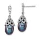SS Cheryl M Rhod-pltd CZ & FWC Black Teardrop Pearl Dangle Earrings