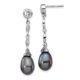SS Cheryl M Rhod-pltd CZ & FWC Black Teardrop Pearl Dangle Earrings