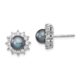 Sterling Silver Cheryl M Rhod-pl Black FWC Pearl & CZ Post Earrings