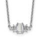 Sterling Silver Cheryl M Rhod-plated Emerald-cut CZ Bar Necklace