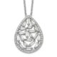 Sterling Silver Cheryl M Rhodium-plated CZ Cluster Teardrop Necklace