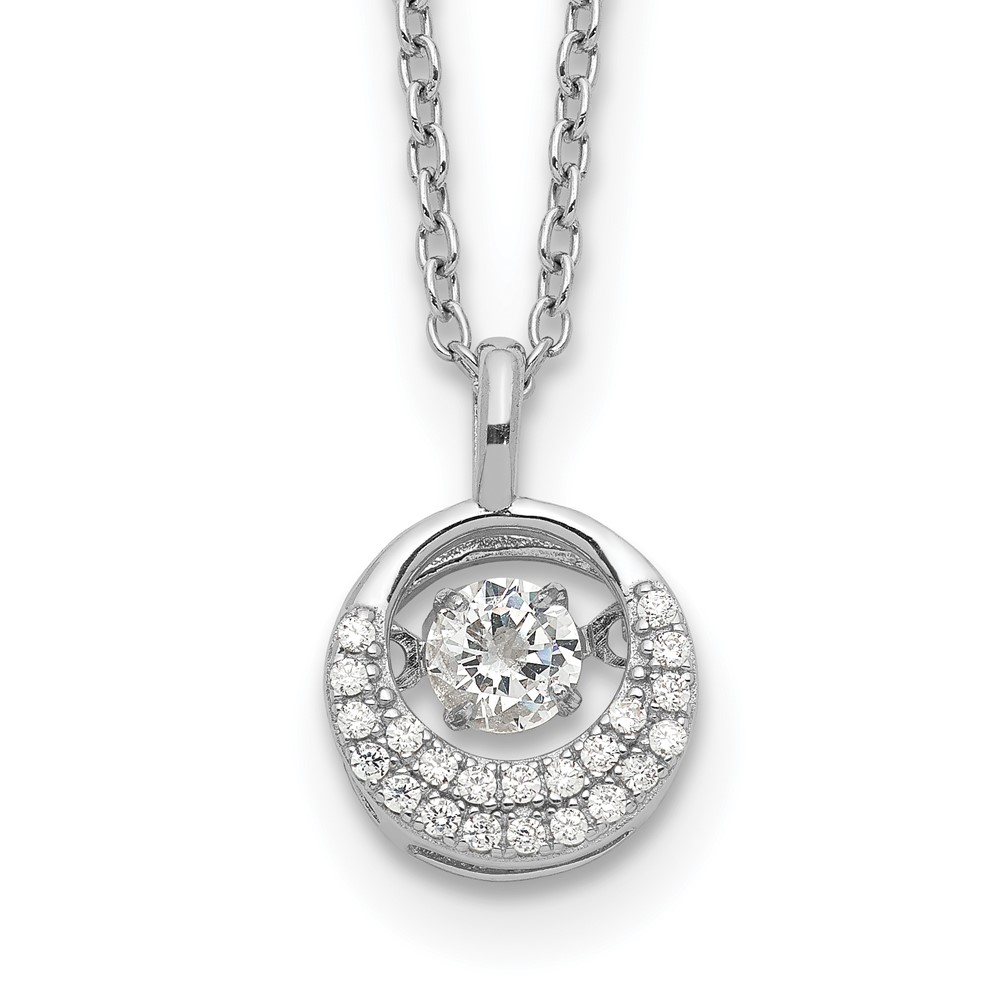 Sterling Silver Cheryl M Rhod-plated Vibrant CZ Circle Necklace