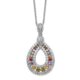 Sterling Silver Cheryl M Rhod-pltd Multi-color CZ Teardrop Necklace