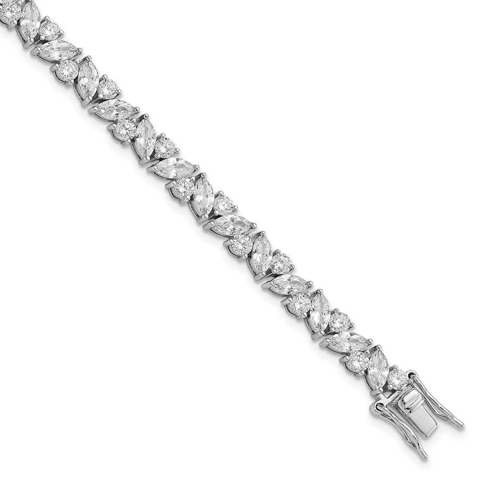 Sterling Silver Cheryl M Rhodium-plated Fancy Marquise CZ Bracelet