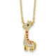 SS Cheryl M Gold-plated Black & White CZ Enameled Giraffe Necklace