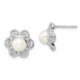 Sterling Silver Cheryl M Rhod-pltd FWC Pearl & CZ Floral Post Earrings