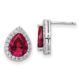 Sterling Silver Cheryl M Rhod-pl Cr. Ruby & CZ Teardrop Post Earrings