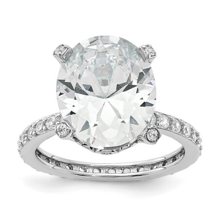 14k White Gold 3 1/5 carat Certified Lab Grown Diamond VS+ F+ Oval Complete Solitaire Engagement Ring
