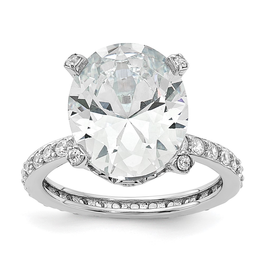 14k White Gold 3 1/5 carat Certified Lab Grown Diamond VS+ F+ Oval Complete Solitaire Engagement Ring