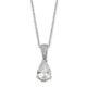 Sterling Silver Cheryl M Rhod-plated Fancy Pear CZ Pendant Necklace