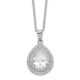 Sterling Silver Cheryl M Rhod-plated Fancy Pear CZ 2in ext. Necklace