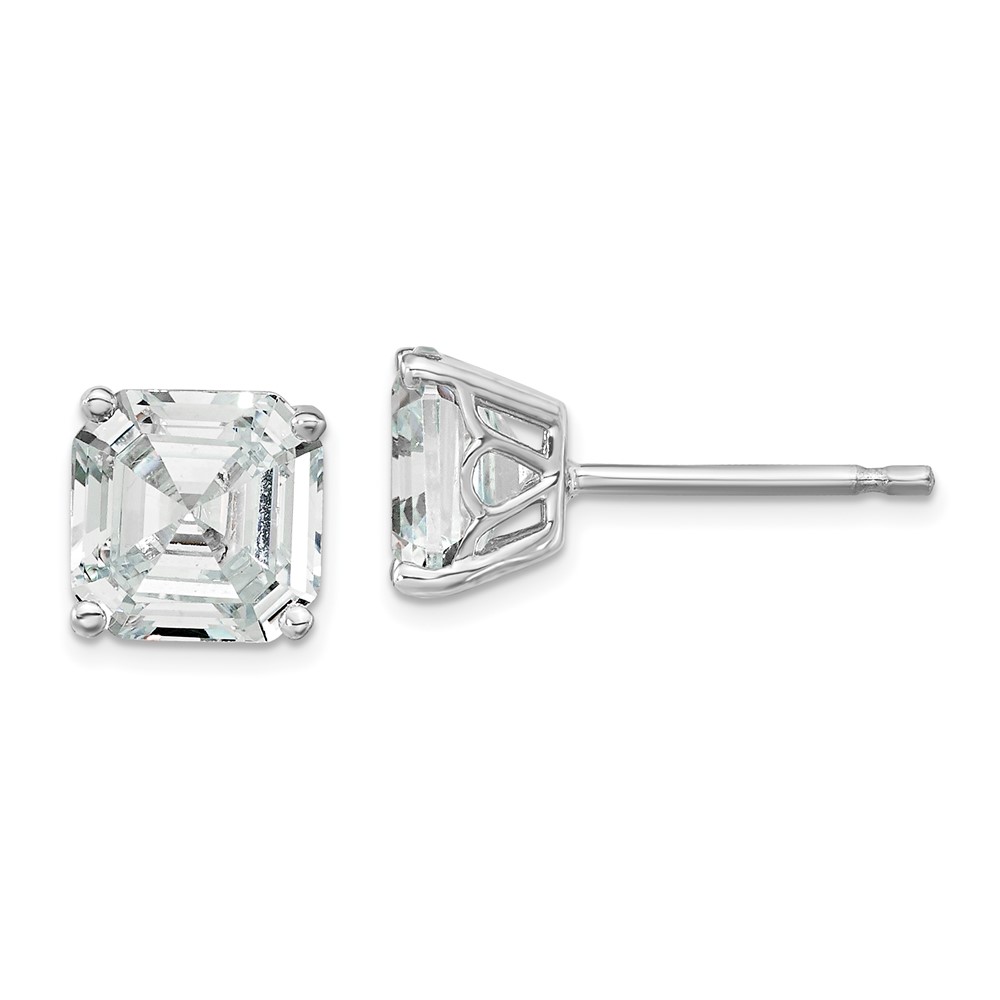 Sterling Silver Cheryl M Rhodium-plated 7mm Square CZ Post Earrings