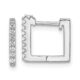 SS Cheryl M Rhodium-Plated CZ Square Hinged Post Hoop Earrings
