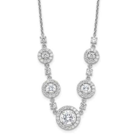 Sterling Silver Cheryl M Rhodium-plated Fancy CZ Circles Necklace