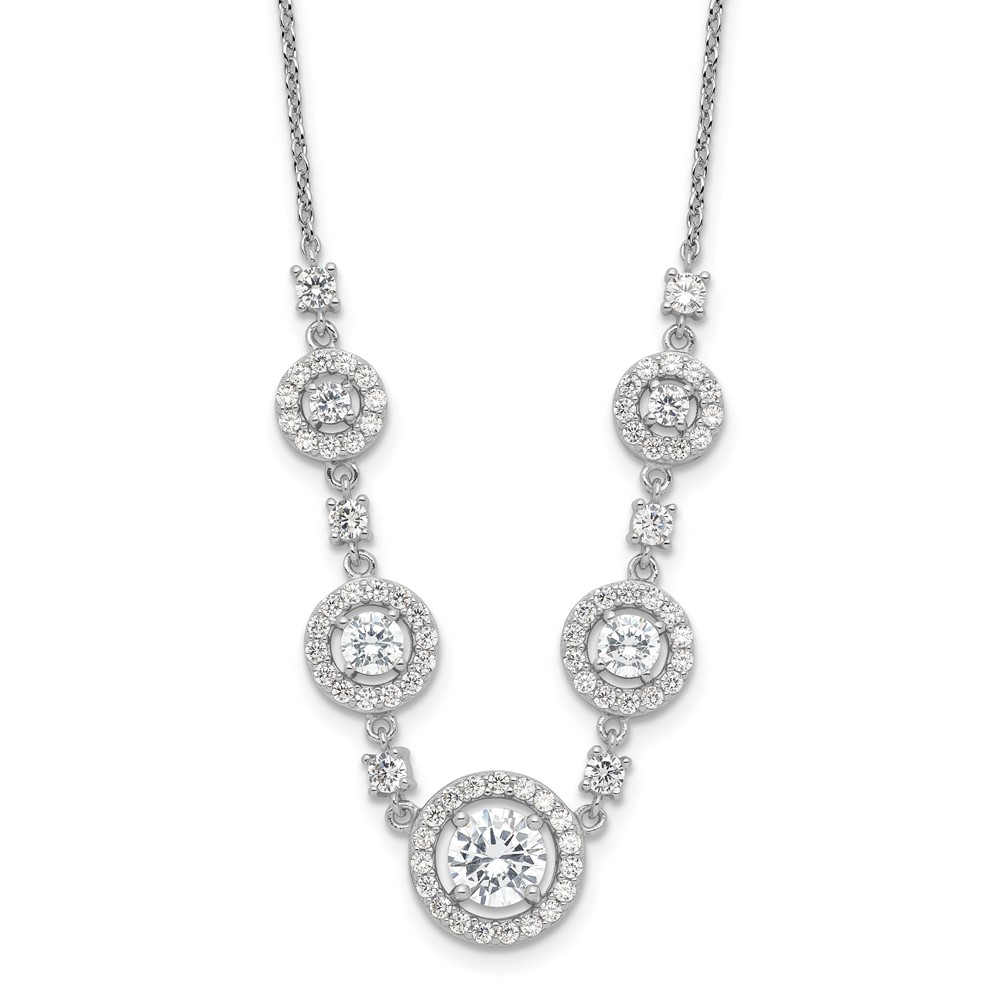 Sterling Silver Cheryl M Rhodium-plated Fancy CZ Circles Necklace