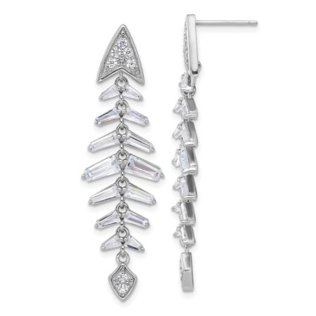 Sterling Silver Cheryl M Rhodium-plated CZ Post Dangle Earrings