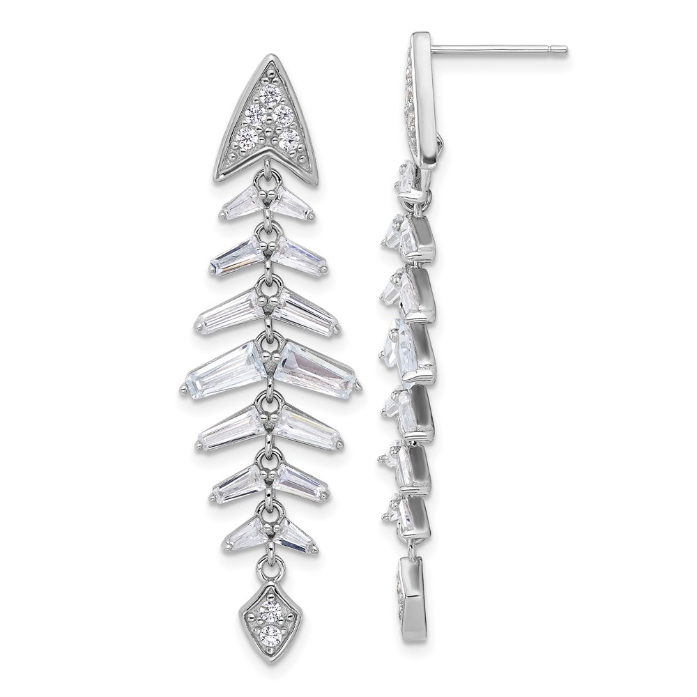 Sterling Silver Cheryl M Rhodium-plated CZ Post Dangle Earrings