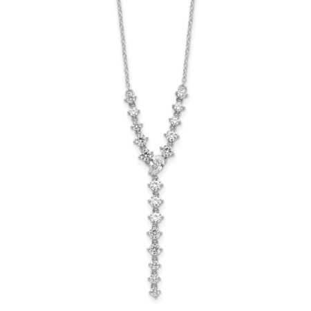 Sterling Silver Cheryl M Rhodium-plated Fancy CZ Y-Drop Necklace