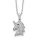 Sterling Silver Cheryl M Rhod-pltd Black & White CZ Unicorn Necklace