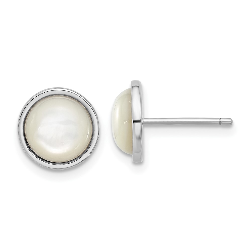 Sterling Silver Cheryl M Rhodium-plated Mother Of Pearl Post Earrings