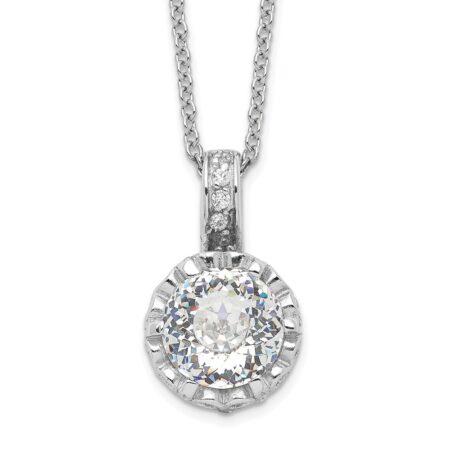 Sterling Silver Cheryl M Rhodium-plated 100-Facet CZ Necklace