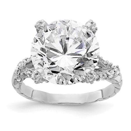 Sterling Silver Cheryl M Rhodium-plated Fancy CZ Ring