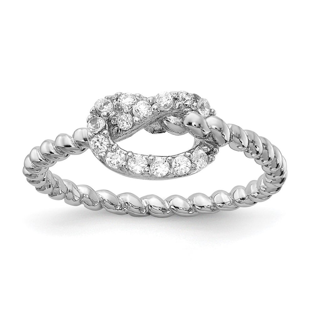Sterling Silver Cheryl M Rhodium-plated CZ Knot Ring
