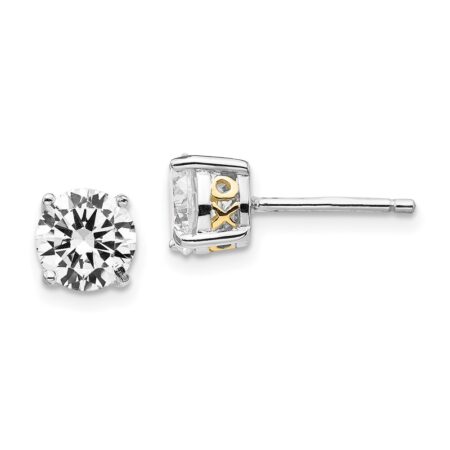Sterling Silver Cheryl M Rh-p Gold-plated XO 6.5mm CZ Stud Earrings