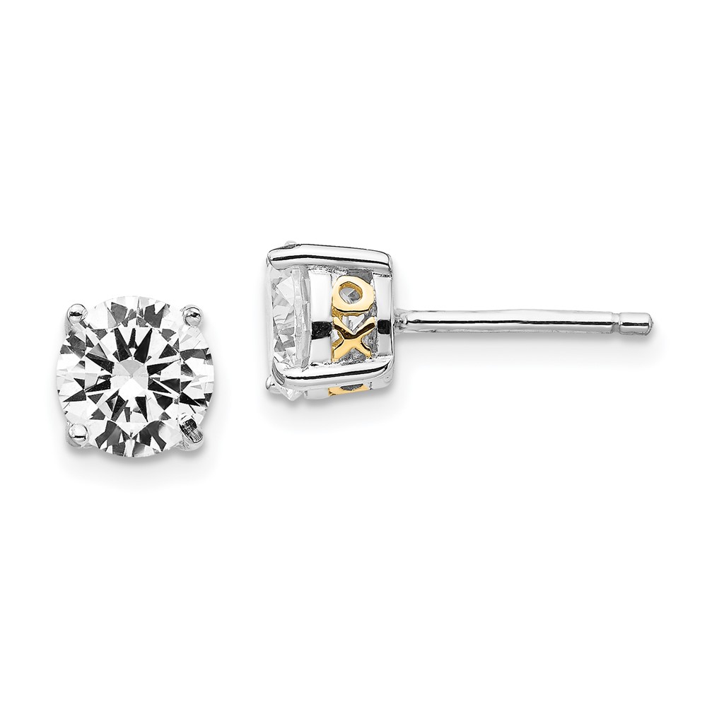 Sterling Silver Cheryl M Rh-p Gold-plated XO 6.5mm CZ Stud Earrings