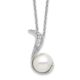 Sterling Silver Cheryl M Rhod-plated FWC Pearl & CZ Swirl Necklace