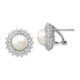 Sterling Silver Cheryl M Rh-pltd CZ & FWC Pearl Omega Back Earrings