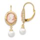 SS Cheryl M Gold-plated Sim. Pearl Resin CZ Cameo Leverback Earrings