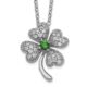 Sterling Silver Cheryl M Rhod-pl Green Glass & CZ Clover Necklace