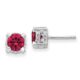 Sterling Silver Cheryl M Rhod-pltd 6.5mm Cr. Ruby & CZ Stud Earrings