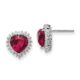 Sterling Silver Cheryl M Rhod-pltd Cr. Ruby & CZ Heart Post Earrings