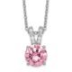 Sterling Silver Cheryl M Rhodium-plated Pink & White CZ Necklace