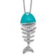 Sterling Silver Cheryl M Rhodium-plated Enameled CZ Fish Necklace