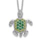 Sterling Silver Cheryl M Rhod-pltd Green Glass & CZ Turtle Necklace