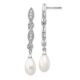 Sterling Silver Cheryl M Rhod-pl CZ & FWC Pearl Post Dangle Earrings