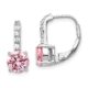 Sterling Silver Cheryl M Rhod-pltd Pink & White CZ Leverback Earrings