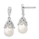 Sterling Silver Cheryl M Rh-pltd CZ & FWC Pearl Post Dangle Earrings