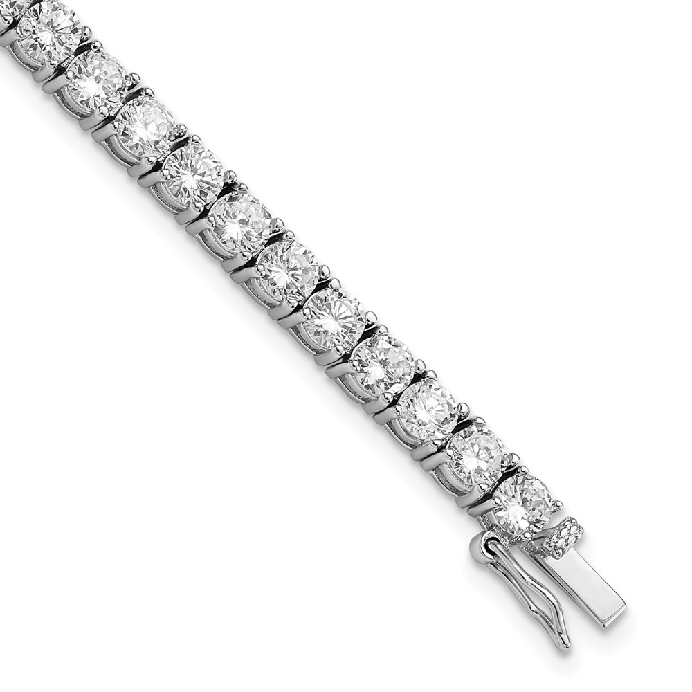 Sterling Silver Cheryl M Rhodium-plated CZ Tennis Bracelet